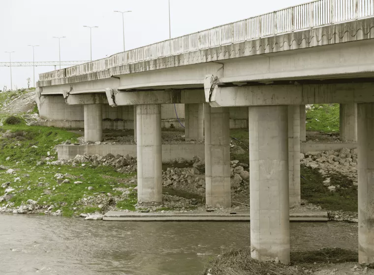 Bridge overpass after earthquake