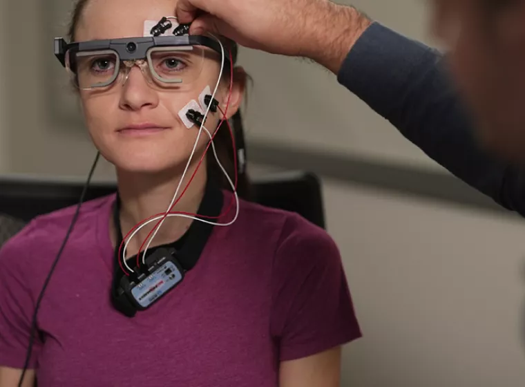 Motion sensing monitors are attached to a test subject in UX lab. Exponent Human Factors experts bring insights to every industry.