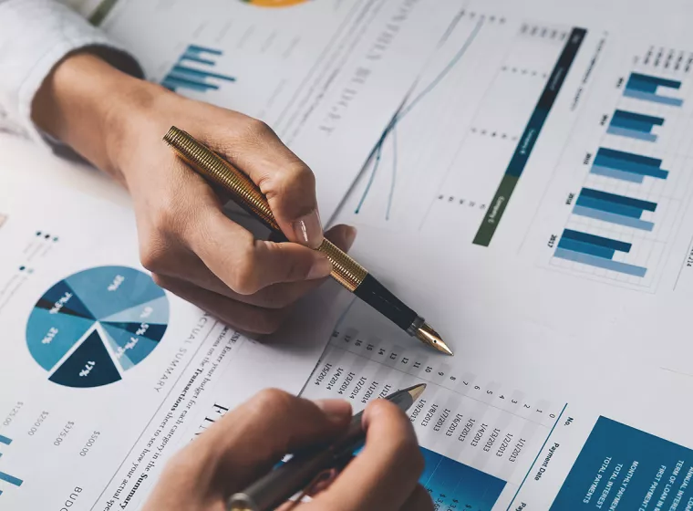 Printed copies of charts and graphs. Exponent helps evaluate treatment and exposure effects on health outcomes with complex analysis.