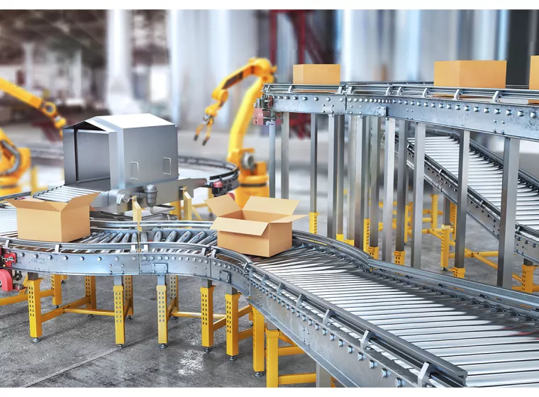 An automobile assembly line with robotic arms. Exponent engineers provide factory auditing and assembly line evaluations.