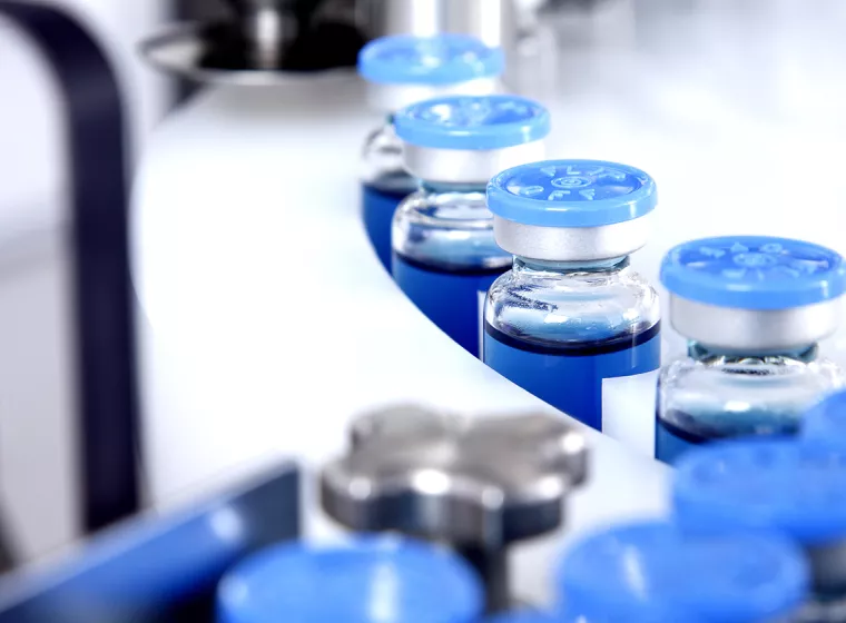 Pharamceutial serum in an automated assembly. Exponent provides support for pharmaceuticals, hydrogels and  medical plastics. 