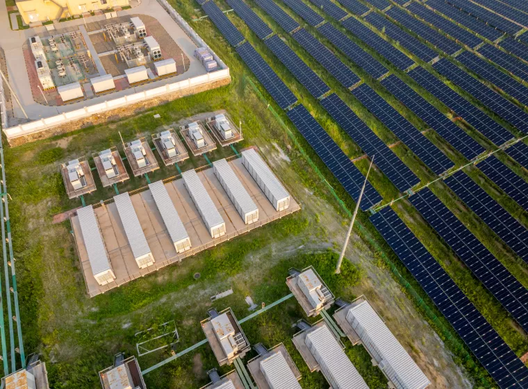 Solar power station in the morning