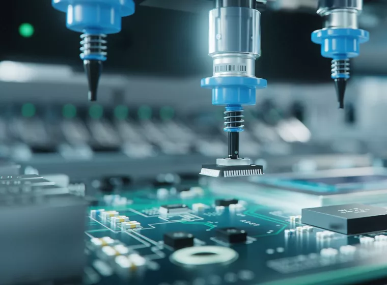 A circuit board i manufacturing. Exponent provides electrical engineering and computer science expertise for integrated circuits.