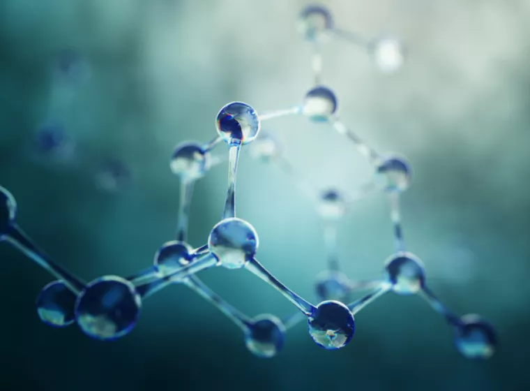 Hex-shaped molecules and atoms. Exponent Polmer Sciences & Materials Chemistry consultants provide expert support for every industry.