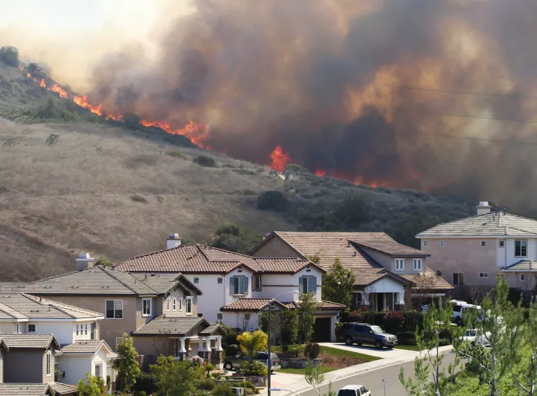 Wildfire near houses