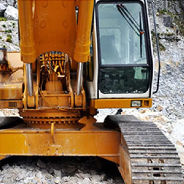 Treads on a construction vehicle