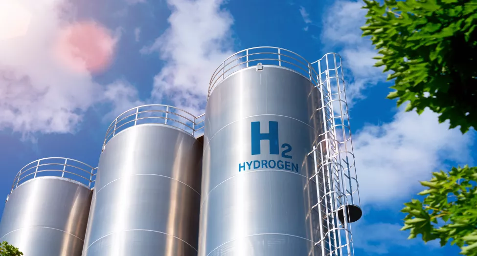 hydrogen gas for clean electricity solar and windturbine facility