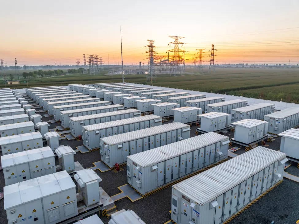 Energy storage power station at sunrise