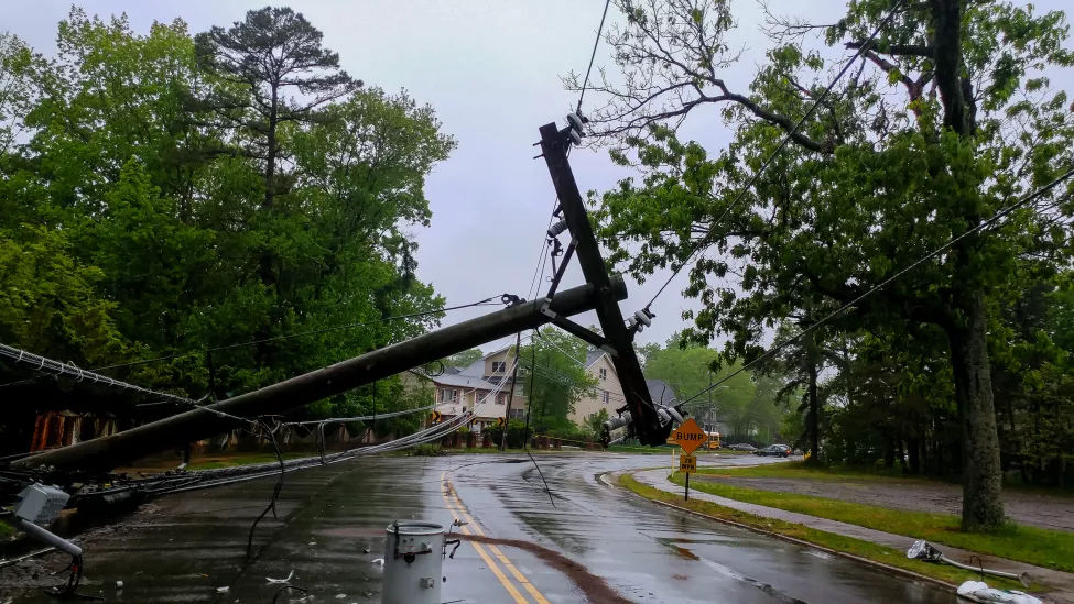 Downed powerline in residential area