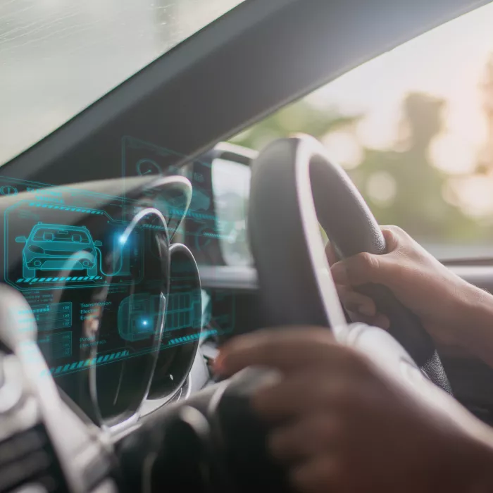 futuristic car with a heads up display