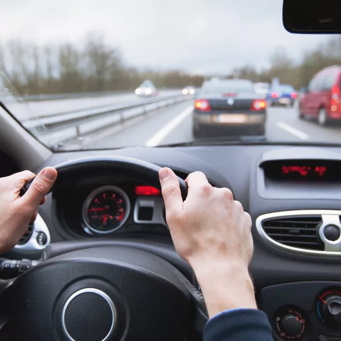 Driving car on highway