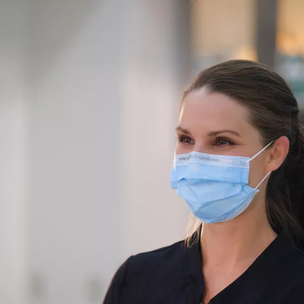 Medical professional wearing a face mask