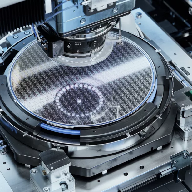 Silicon Wafer inside Photolithography Machine