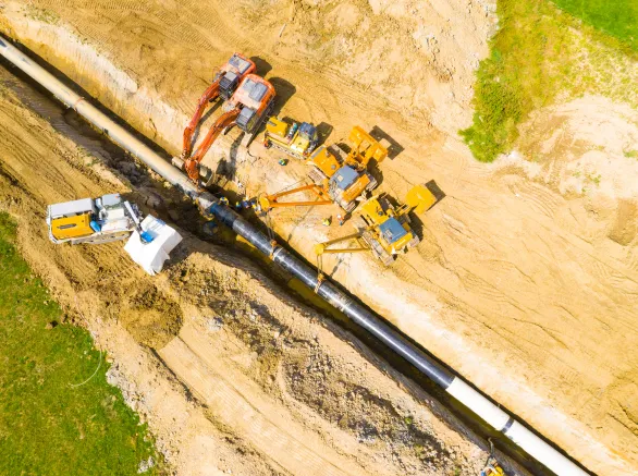 Construction site natural gas pipeline