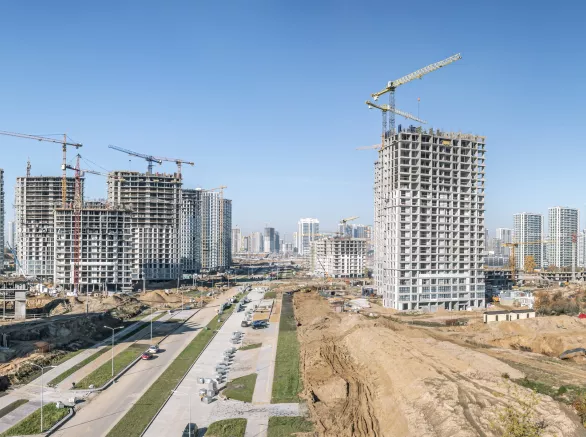 Aerial overview of construction site