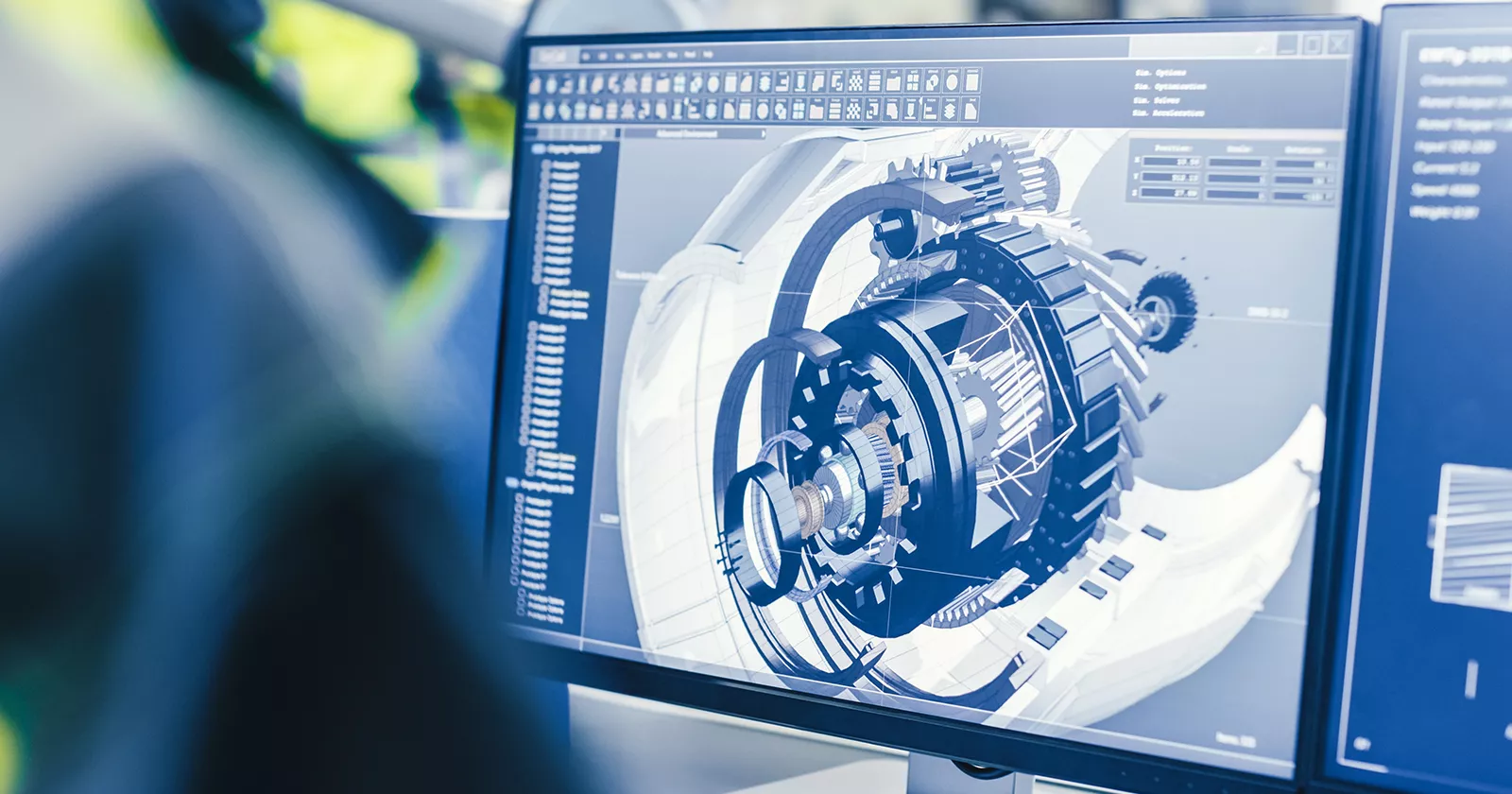 A computer screen displaying a photo of a mechanical design. Exponent provides mechanical engineering design support.