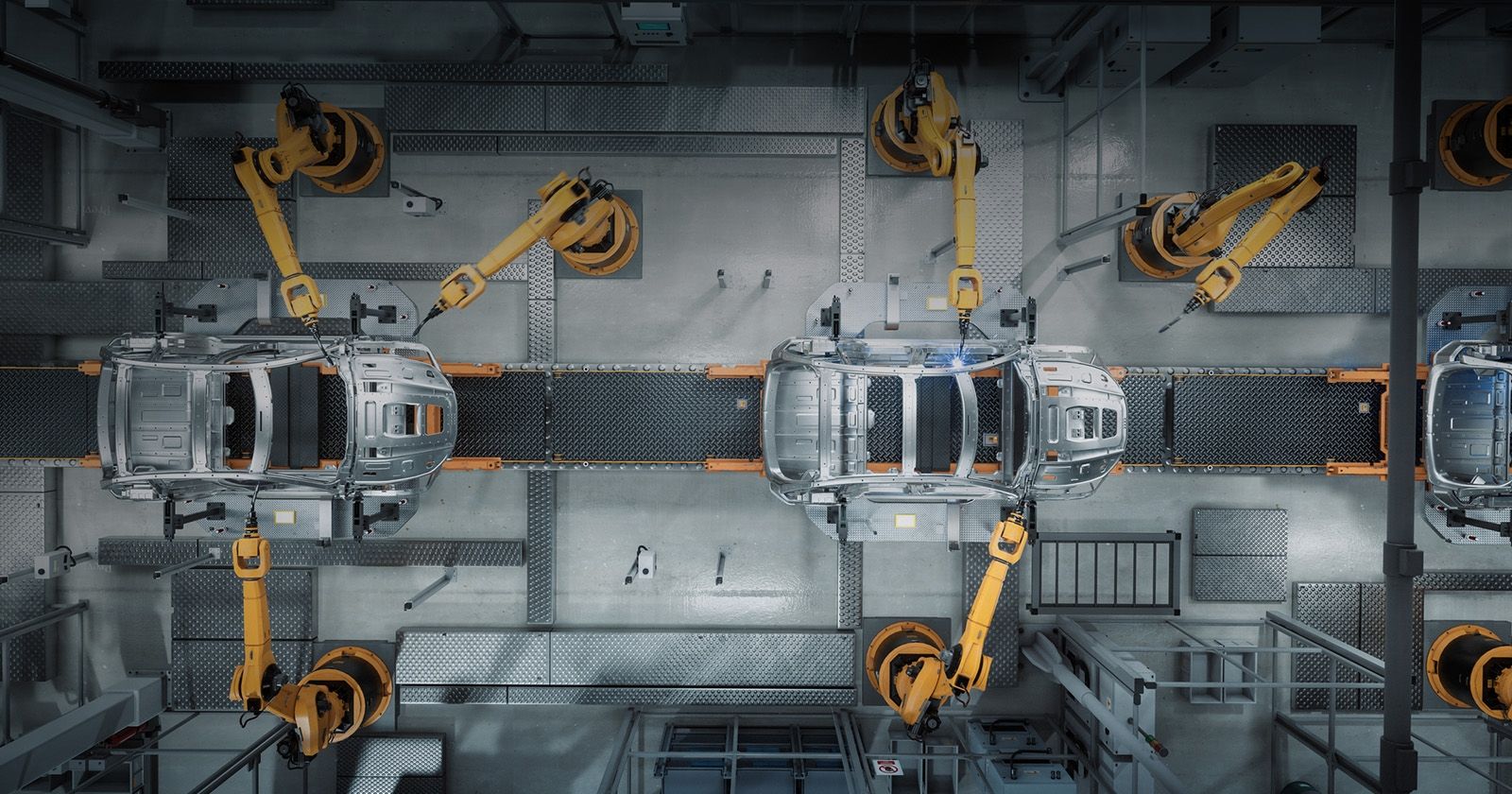 An elevated photo of a car factory. Exponent is a premier engineering and consulting firm with unique solutions to tough challenges.