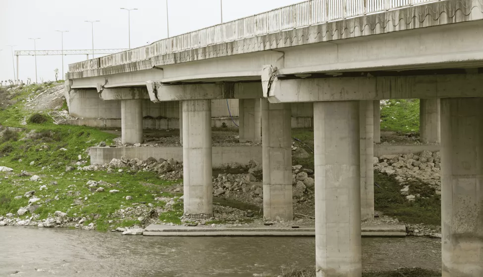 Bridge overpass after earthquake