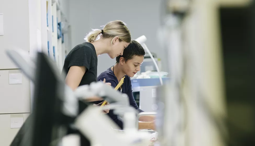 Two professionals testing medical devices