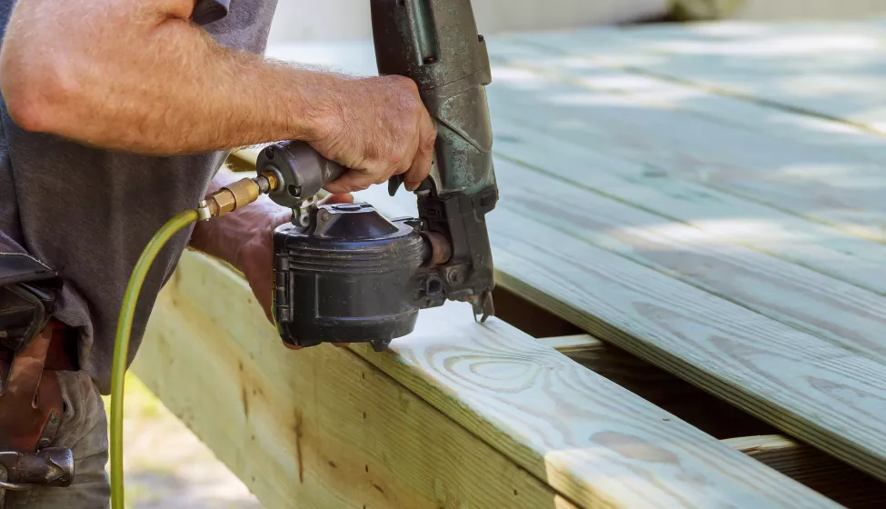 Patio construction with pneumatic nailer air gun