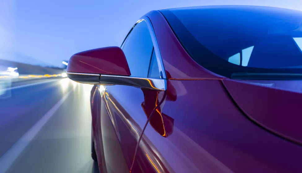 Close up shot of a car from the passenger side