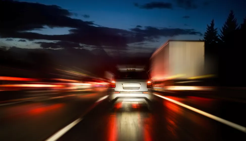 Highway at dusk with motion blur