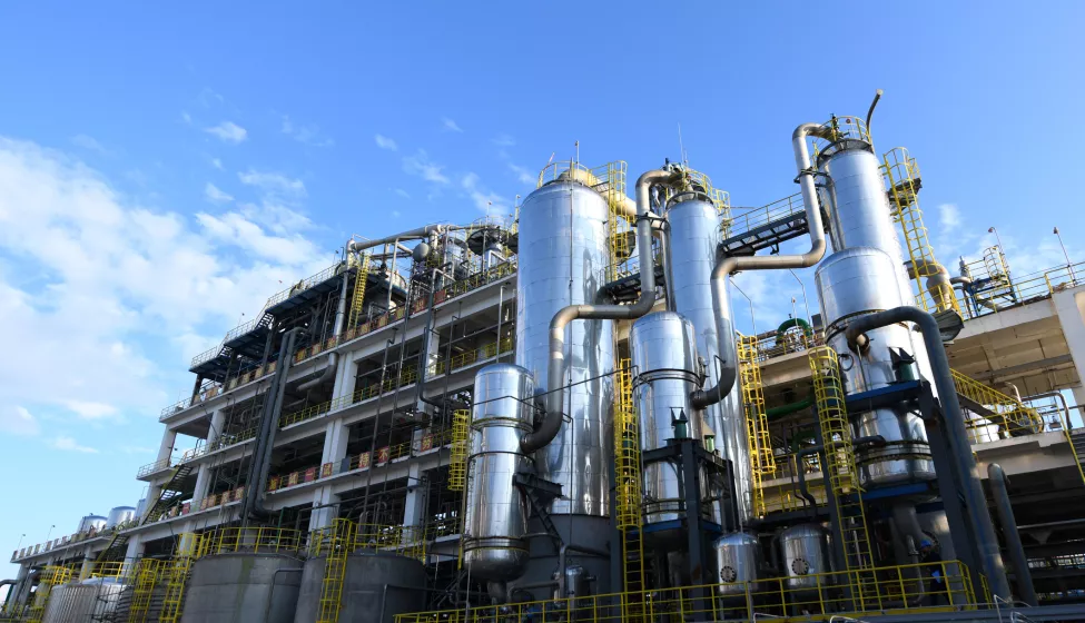 Chemical plant with blue sky as background