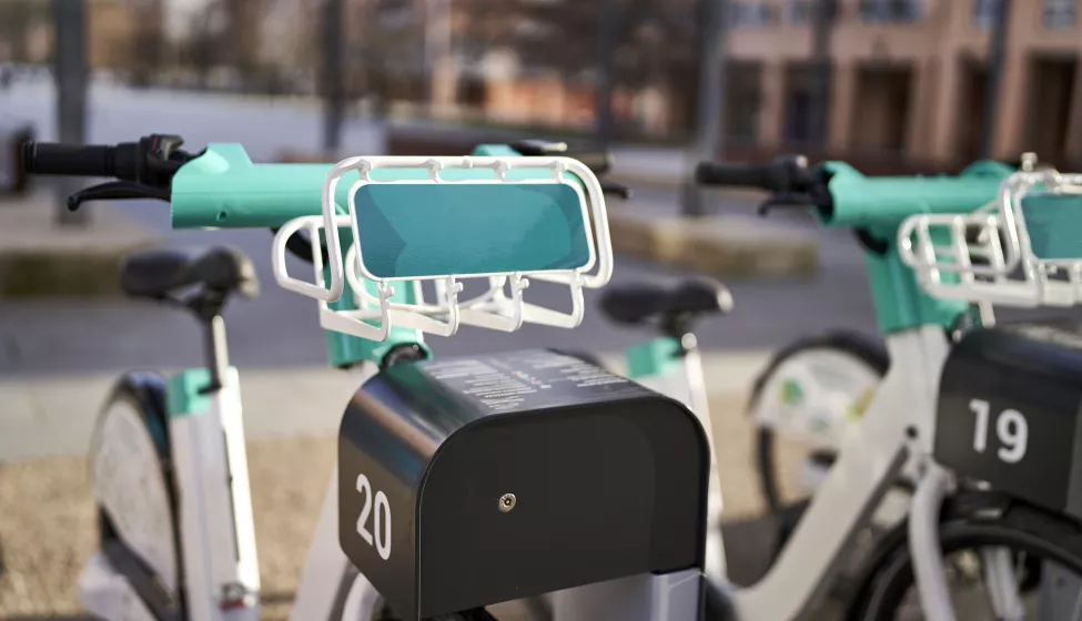 Two parked e-bikes