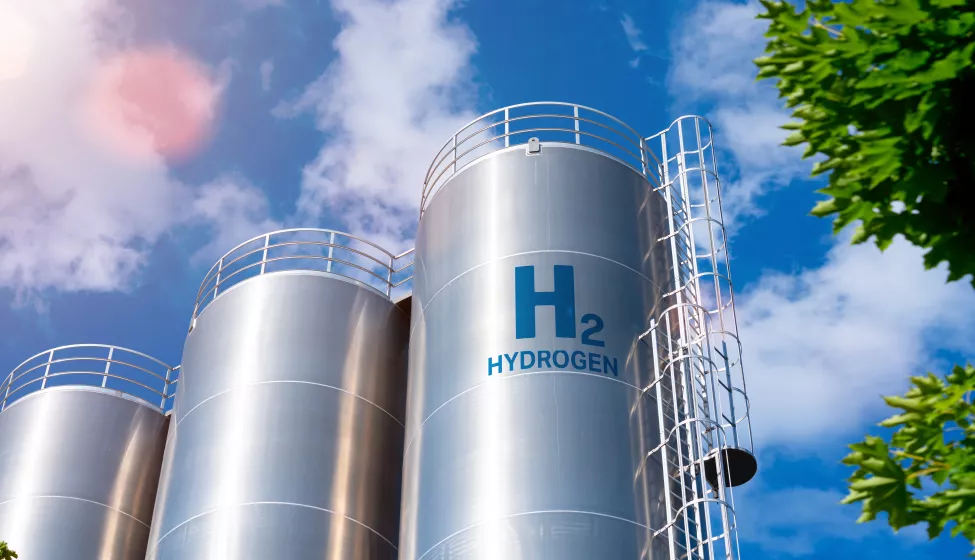 hydrogen gas for clean electricity solar and windturbine facility