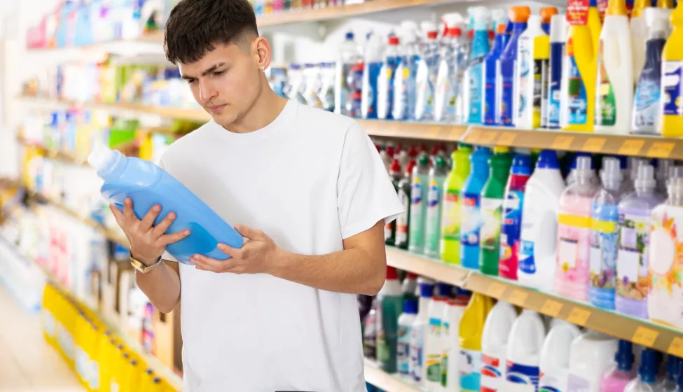 household detergents in supermarket