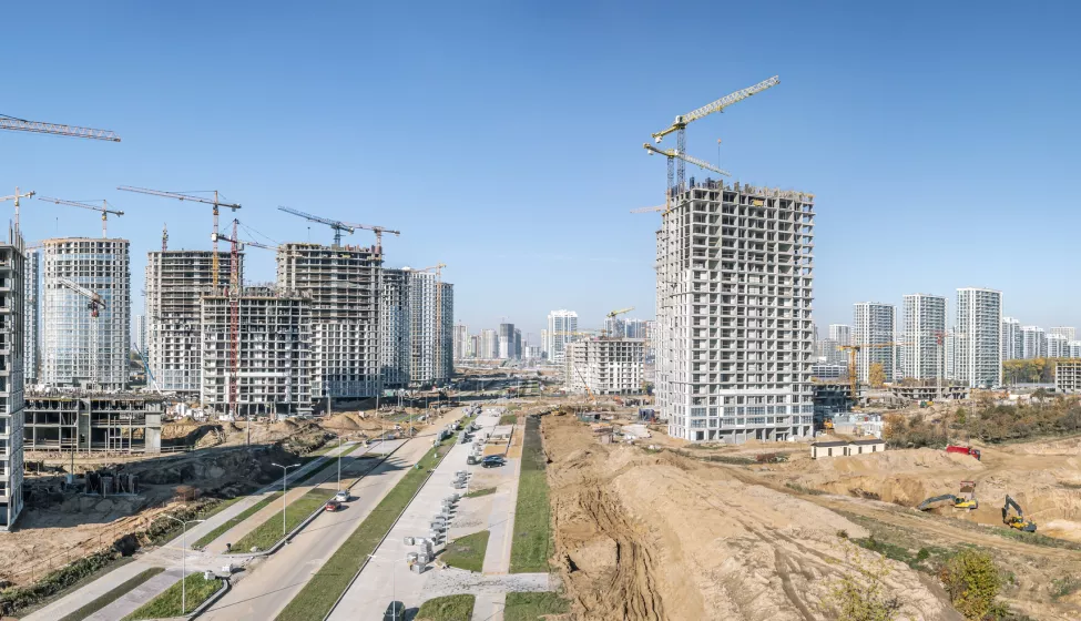 Aerial overview of construction site