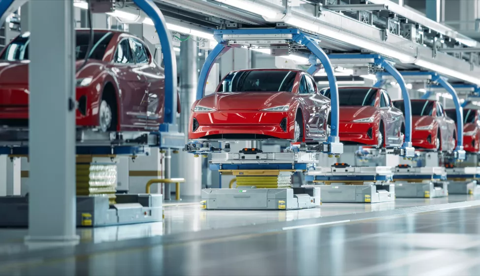 Electric vehicles in manufacturing plant