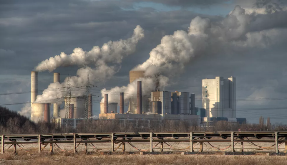 Big power plant with smoke stacks