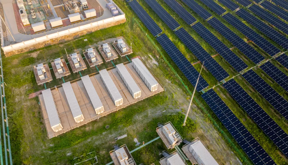 Solar power station in the morning