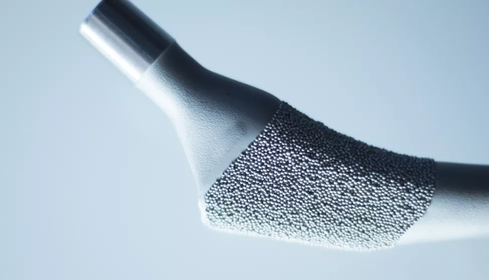 Surgical titanium metal implant close-up 