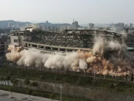 Building demolition explosion