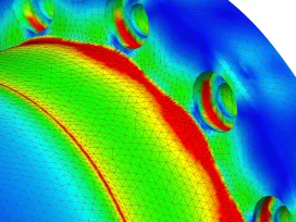 Heat map of mechanized component. Exponent engineers perform failure analysis of mechanical systems.